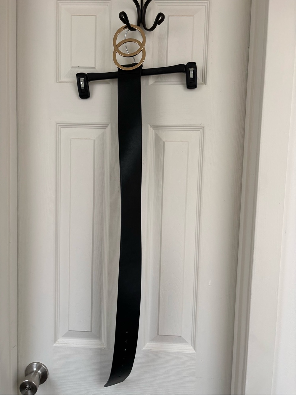 SHEIN Black Wide Belt with Double Gold Rings